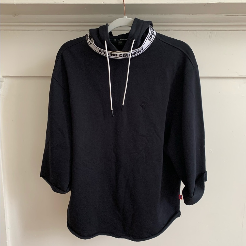 Opening ceremony black hoodie 3/4 sleeve